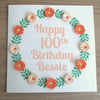 100th birthday card - quilled flowers, quilling, handmade, personalised