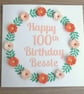 100th birthday card - quilled flowers, quilling, handmade, personalised - Image 1