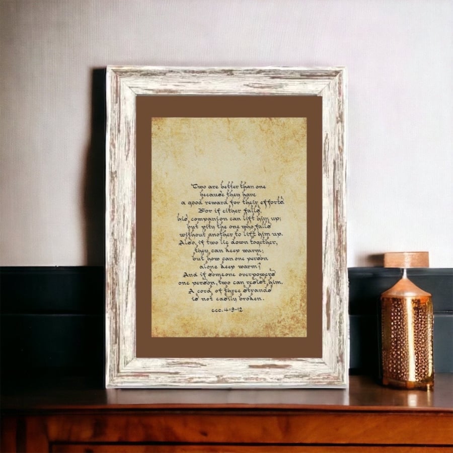Two are better than one Ecclesiastes 4: 9-12,calligraphy wedding gift,