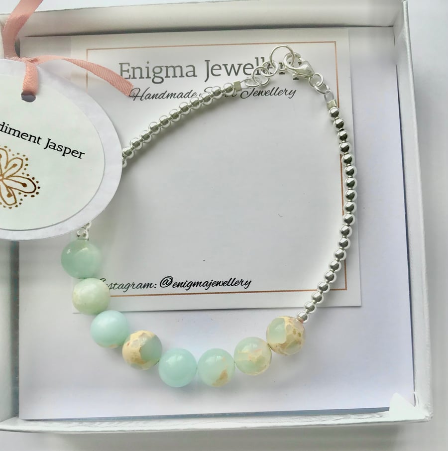 Sterling Silver & Sea Sediment Jasper Bracelet