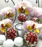 Pink and Gold Christmas Bauble with Floral Embroidery, Ribbons and Flowers - Image 7