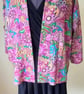 Kimono Style Jacket - Bright Pink Florals - size medium