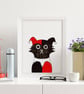 Superhero Print, Black Cat Wall Art Print, Female Superhero Cat Art, Kids - Image 1