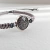 Glitter Grey Bracelet, Macrame & Resin Silver Bracelet.