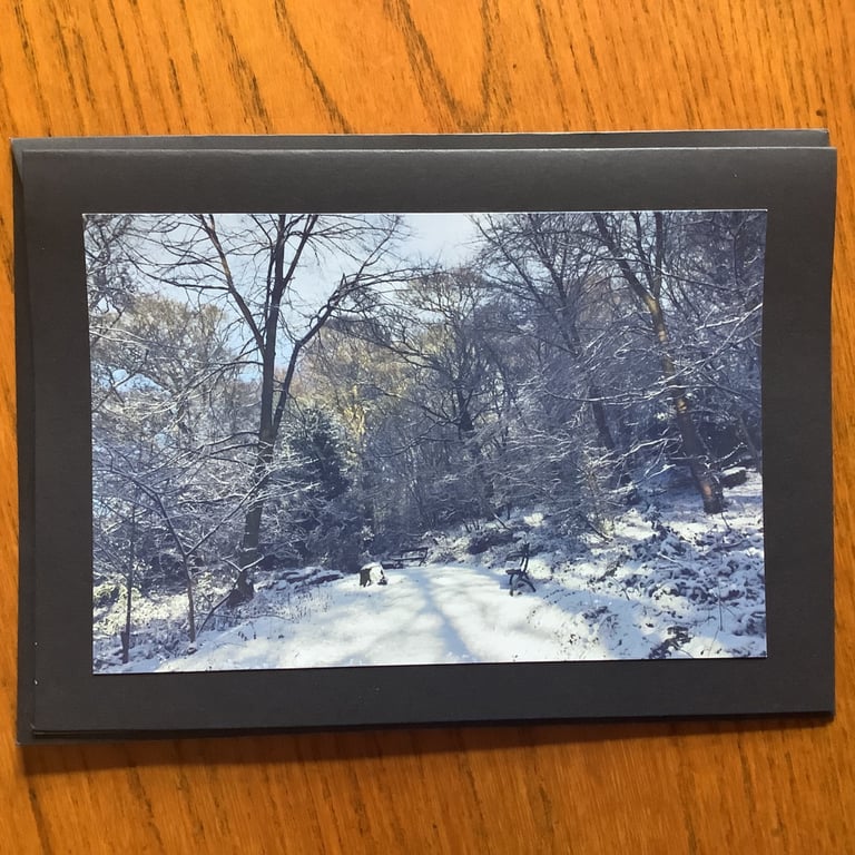 Handmade photo card of a snowy view of Northumberland Park