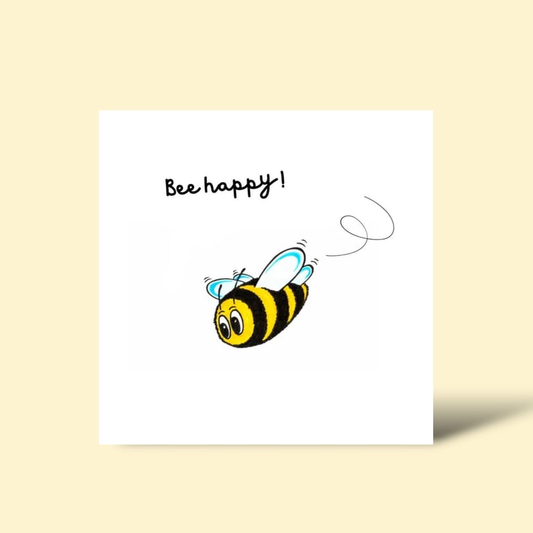 Bee Happy Greeting Card: Bumble Bee Pencil Illustration (221)