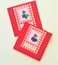 Christmas Robin cross stitch cards pack of 2 with 'Merry Christmas' wording - Image 1