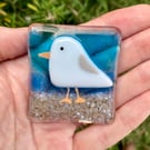 Fused glass seagull fridge magent decoration 