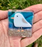Fused glass seagull fridge magent decoration 