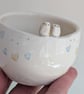 Handmade Tealight with Owl Bird Couple, Hearts & birdprints. Wedding Gift