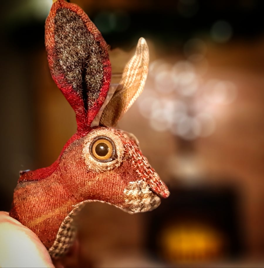 Hare head tweed  fauxidermy faux taxidermy