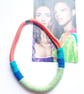 Lime and blue Knotted Rope Statement Necklace, Chunky Statement Handmade Jewelry
