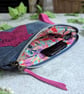 Recycled Denim Clutch Bag with Vibrant Pink Star and Detachable Suede Strap - Image 4