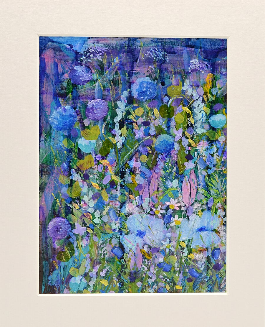 Original Painting of Blue Flowers (10 x 8 inches)