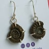 Handmade Pyrite Ammonite Fossil Dangly Earrings Claw Set in Sterling Silver