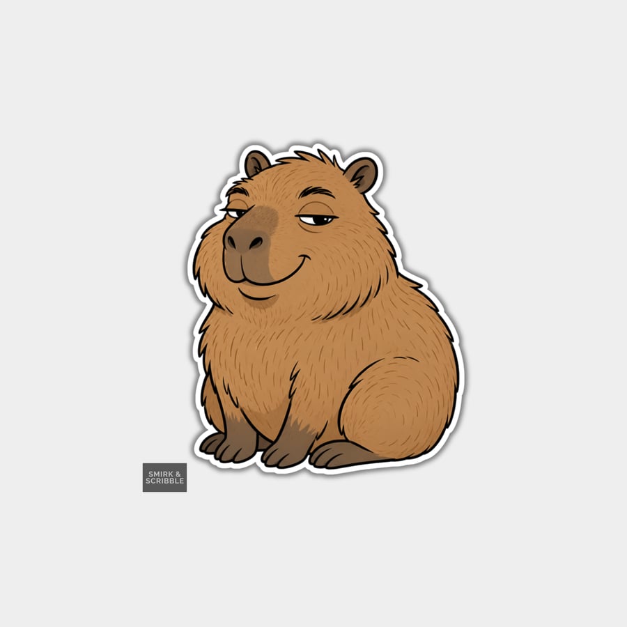 Image of Funny Vinyl Die Cut Sticker For Adults - Cheeky Capybara