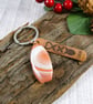 Bag Charm, Copper Bar Laser Engraved Love Spoon and Cariad with Carnelian