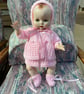 Knitted Outfit for 18" Pedigree Doll. 5 Piece, Lacy Design in Pink. 50's Style - Image 1