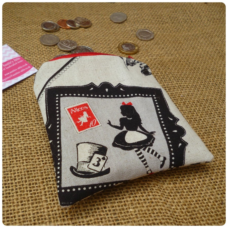 Alice in Wonderland Coin Purse, Choice of Fabrics Available (SKU00650)