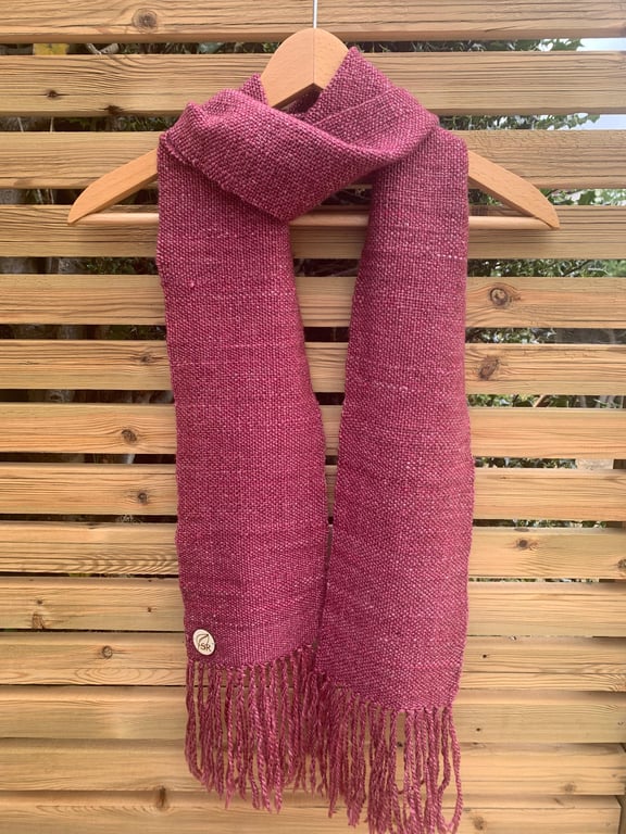 Handwoven silk and merino dusky pink scarf