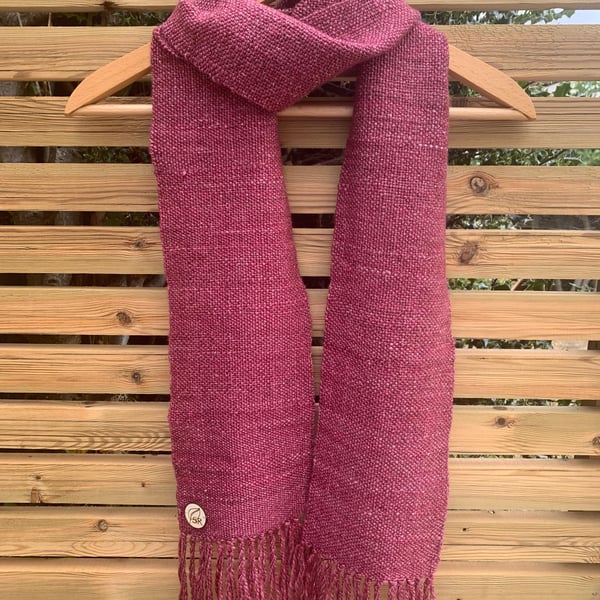 Handwoven silk and merino dusky pink scarf