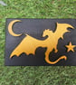 Flying dragon, moon and star handmade wooden trinket, jewellery, trinket box