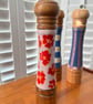 Hand painted 10 inch tall salt or pepper mill, salt grinder,colourful salt mill