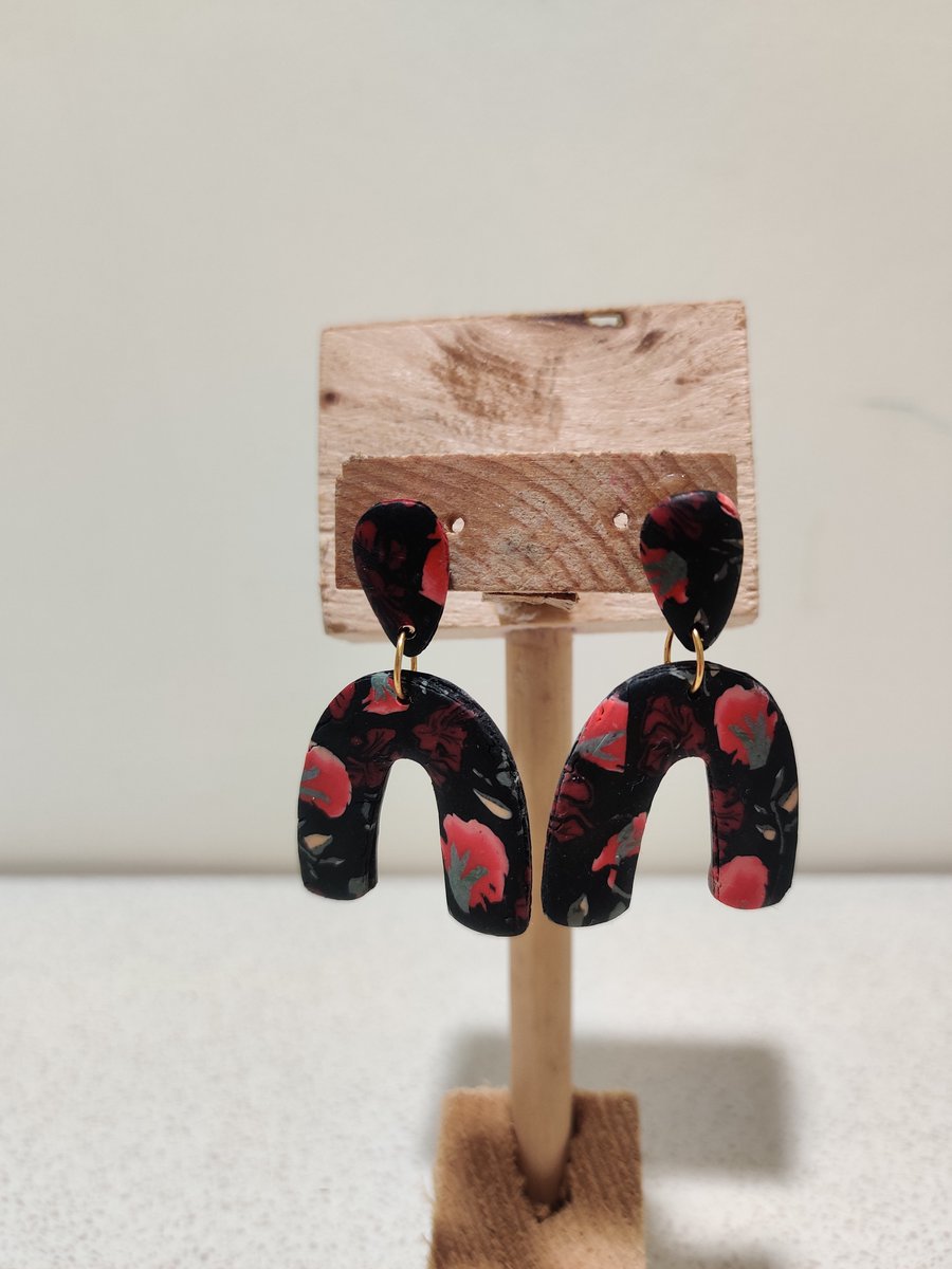 Winter floral arch dangle earrings 