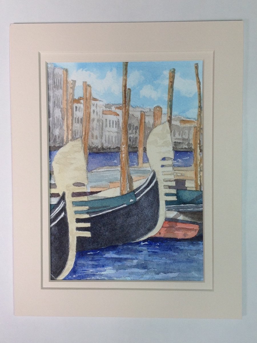 Gondolas, Venice original watercolour painting