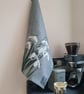Tea towel, Snowdrop tea towel, organic cotton, hanging loop - Image 1