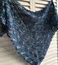 One Off Handmade Triangular Shawl in Textured Blues  - Image 4