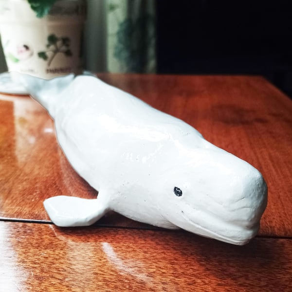 Beluga Whale Ceramic Sculpture - Handmade