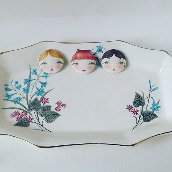 Craft Doll Face Buttons (Set of 3) 