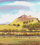 Carrreg Cennen Castle, Llandeilo , Wales, Watercolour Print in 8 x 6 '' Mount  - Image 1