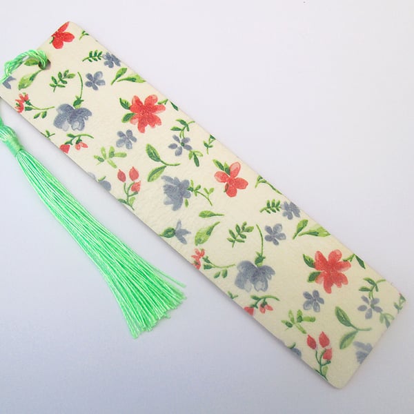 Jane Austen flowers wood decoupage bookmark with tassel, perfectly imperfect