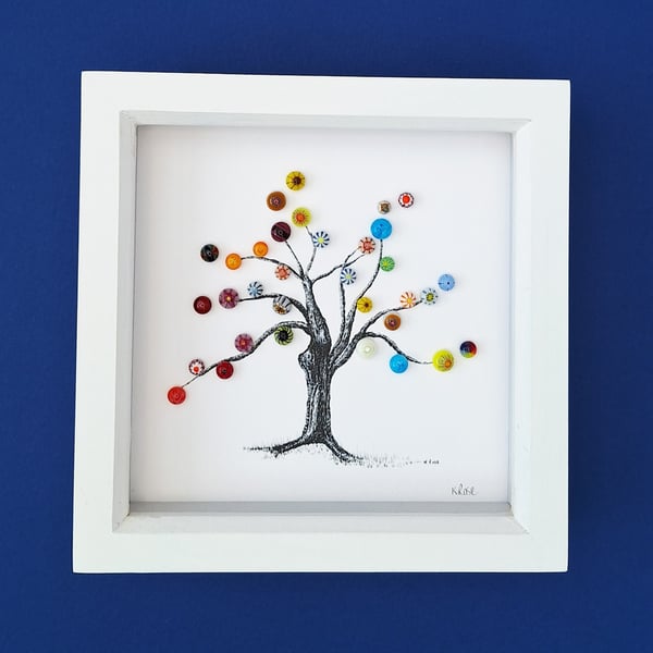 Fused Glass Dot Art: Tree Print, Multi-coloured