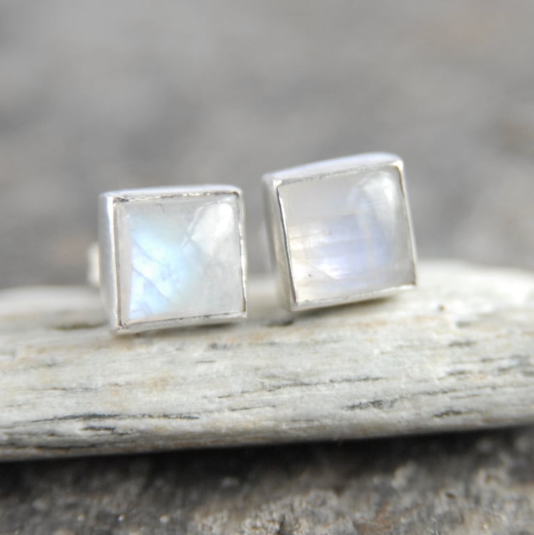 rainbow moonstone stud earrings