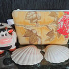 Lovely retro zip pouch yellow with red roses