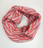 Summer Seconds Zebra snood cowl - coral and pearl grey