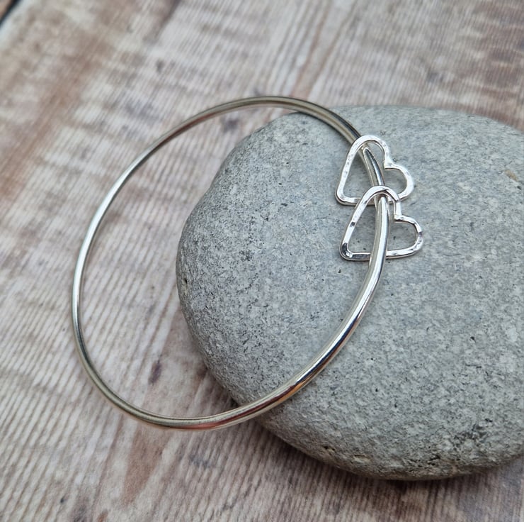 Sterling Silver Smooth Open Heart Bangle - JBJ5004 - Folksy