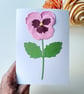Pink Pansy - Flower Shop Moments, Blank Handmade Floral Card 
