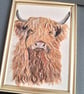 Needle felted  Highland Cow picture  Portrait - Image 6