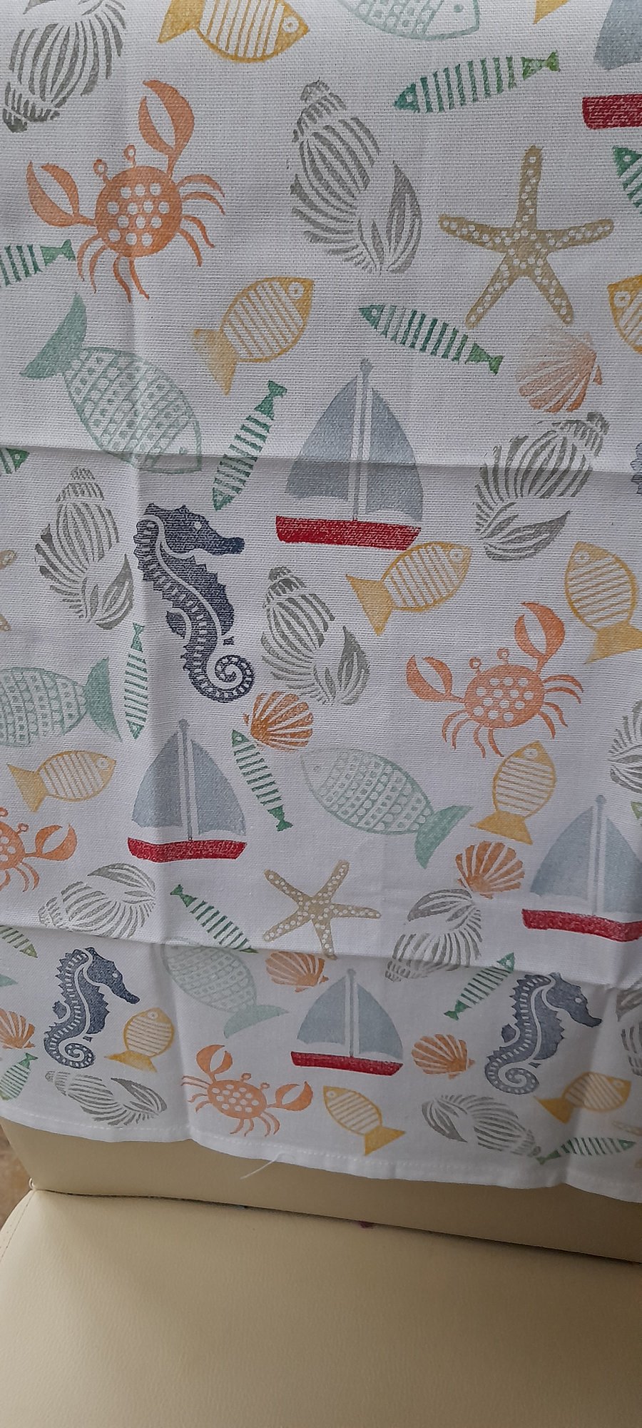 Block printed tea towel