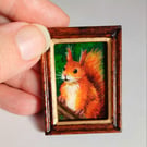 Squirrel MIniature Painting for Small Spaces or Dollhouse