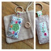 Repurposed handkerchief felt keyring fob