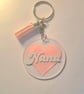 Custom named keyrings with heart background - Image 2