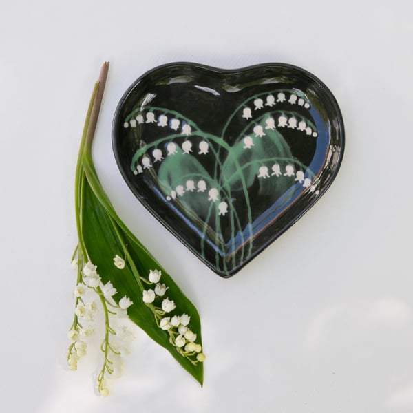 Lily of the Valley Heart Dish - Hand Painted