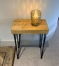 Reclaimed Scaffold Board Slim Side Table - Chunky Rustic Top - Hairpin Legs - Image 2