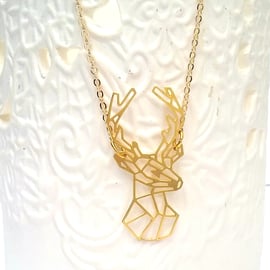 Raw Brass Geometric Deer