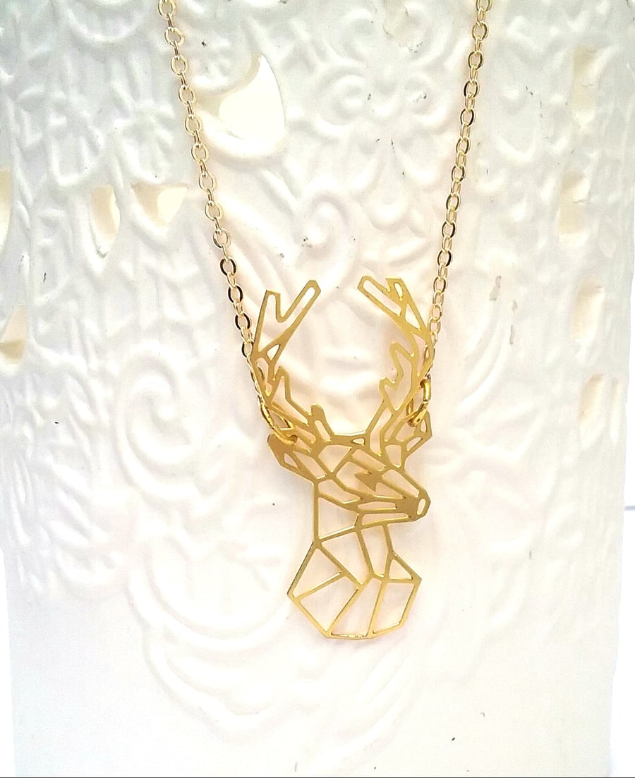 Raw Brass Geometric Deer
